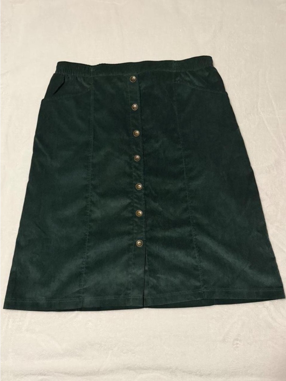 Allison Daley Dark Green Button-Front A-Line Skirt